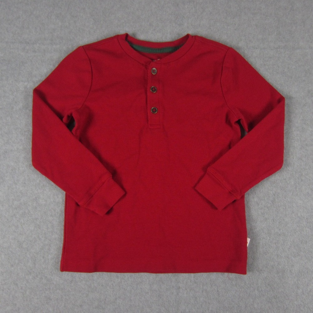 Tommy Bahama Shirt Boy's S 5/6 Red‎ Henley Long Sleeve Solid
